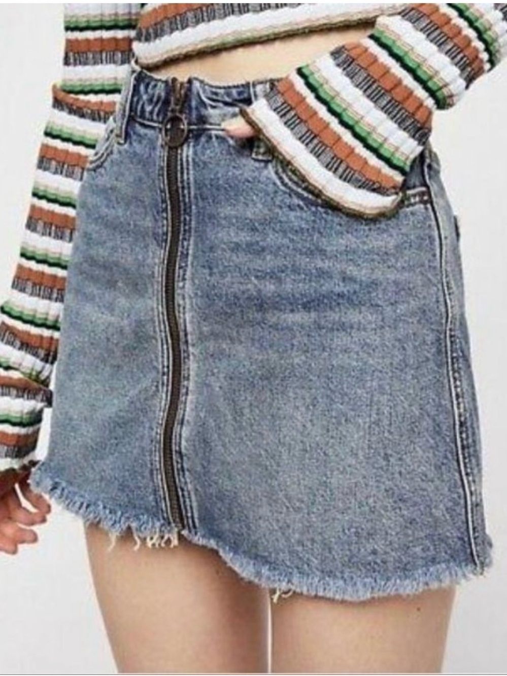 NWOT Free People Zip it up Skirt in Copper Blue